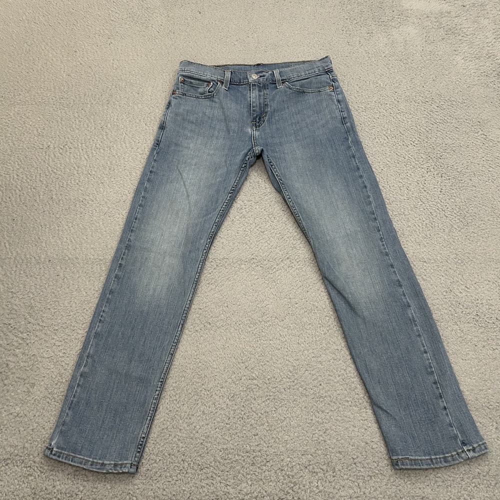 Levis Jeans Mens 29x30 Blue Denim 502 Slim Tapered American Stretch Light Wash